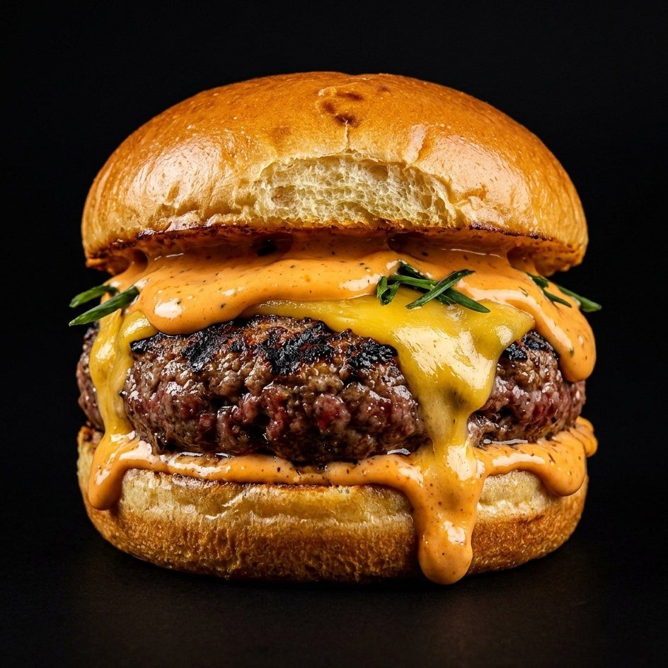 Burguer BBQ Brazilian Express com hambúrguer artesanal e queijo